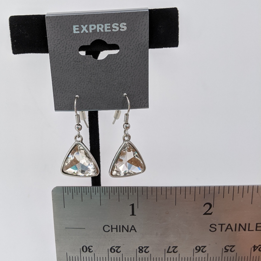 Express silver tone & clear stone earrings - Picture 3 of 4